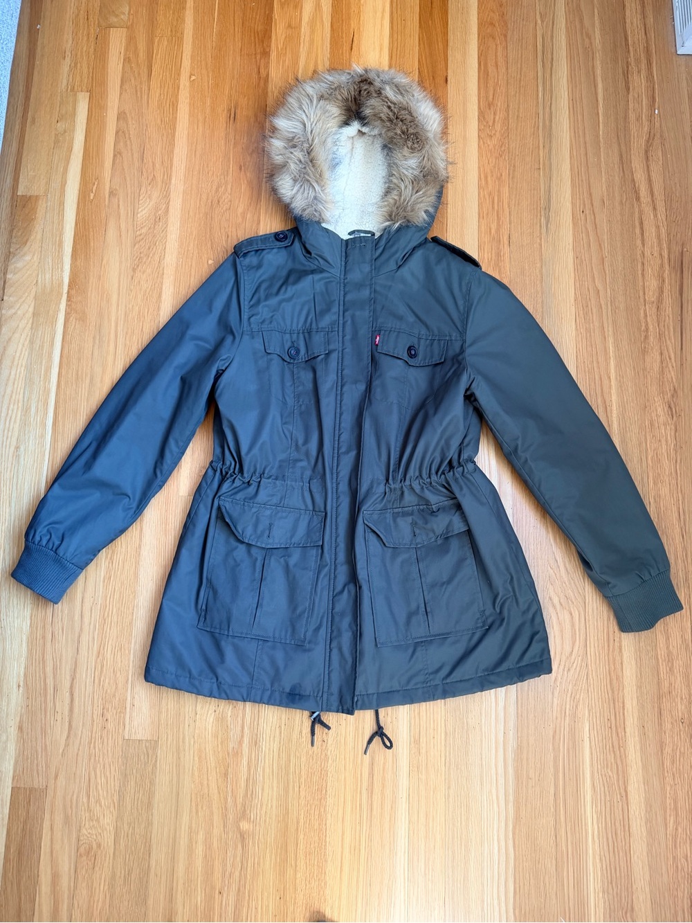 Levi's Olive Green Faux-Fur Hooded Utility Parka